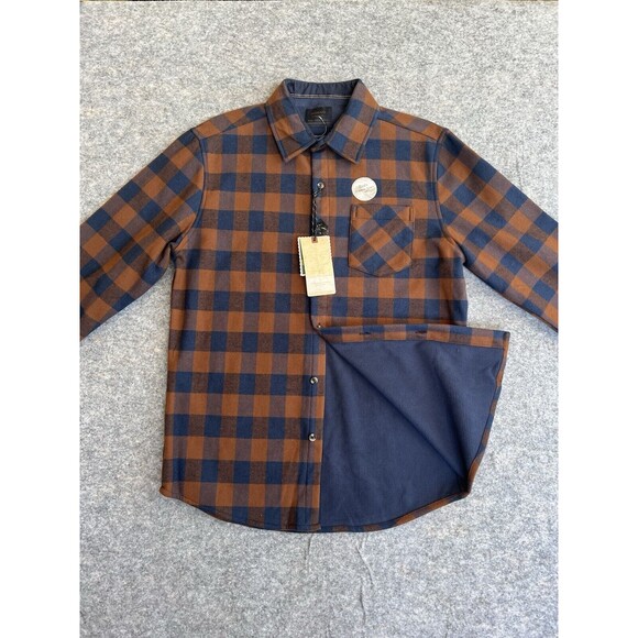 Nomad‎ Flannel Shirt Mens Medium Thermal Lined Brown Blue Check Plaid NWT - Picture 1 of 6
